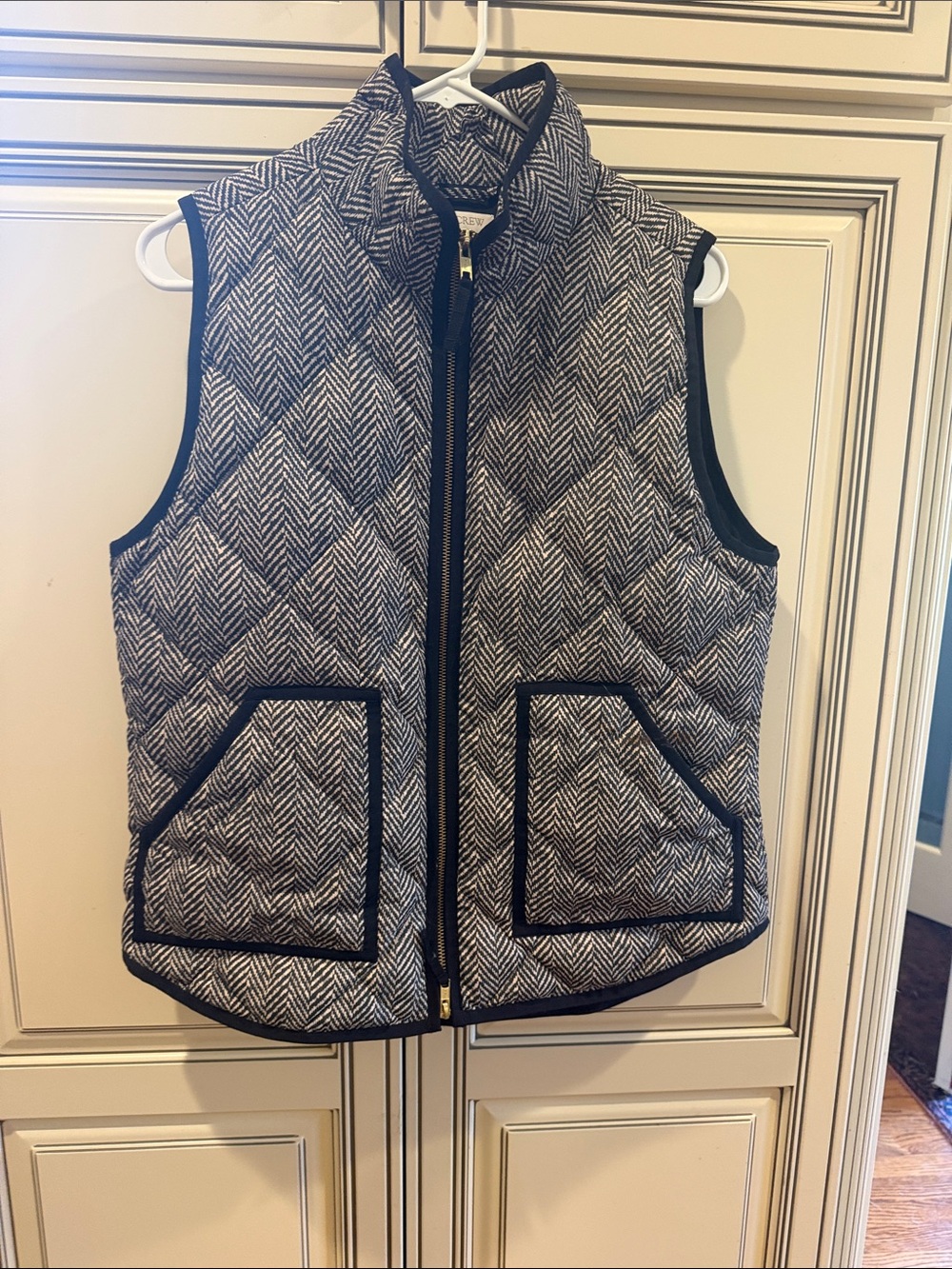 J. Crew Quilted Herringbone Vest in Black & White